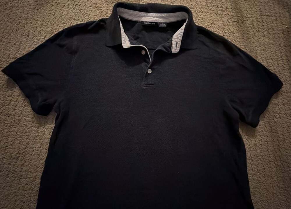 Claiborne Men's Short Sleeve Contrast Placket Polo Shirt Black Size M